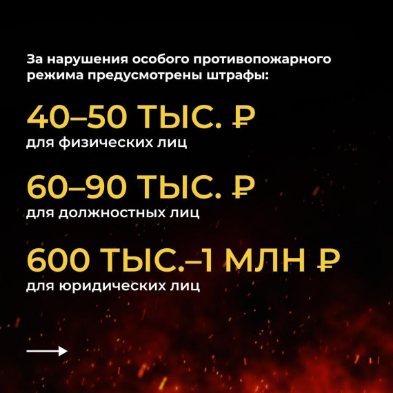 Белгородцы могут получить штраф до 50 тыс. рублей за нарушение особого противопожарного режима.